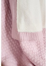 Resim Toffy Toz Pembe Düz Örgü Bebek Battaniyesi 100x100 Pembe 
