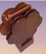 Resim Çanta Zigon Sehpa Papatya Dörtlü Model Ahşap Mdf Ceviz Renk Uyumu El Yapımı 