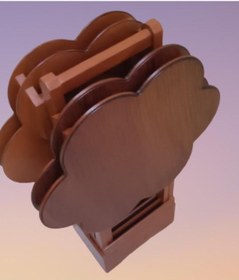 Resim Çanta Zigon Sehpa Papatya Dörtlü Model Ahşap Mdf Ceviz Renk Uyumu El Yapımı 