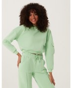 Resim Kadın Kapüşonlu 3 İplik Sweatshirt Su Yeşili 