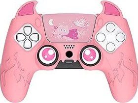 Resim PlayVital Cute Demon Controller Silicone Case for ps5, Kawaii Controller Cover Gamepad Skin Protector for ps5 with Touch Pad Sticker & Thumb Grip Caps - Pink 