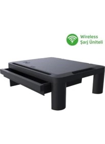 Resim Hype Store Lome Premium Monitör Yükseltici, Yükseklik Ayarlanabilir, Çekmeceli, Wifi Şarj Üniteli 