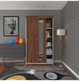 Resim Kenzlife Gardırop Sürgülü Kapaklı Kapılı 100 Papatya Cvz Aynalı Gardolap Dolap 