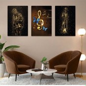Resim Müzik Modern 3'lü Mdf Tablo Set 