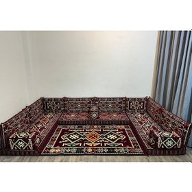 Resim Coton Şark Köşesi Bordo Anadolu Desen Minder Takımı 15 Parça 