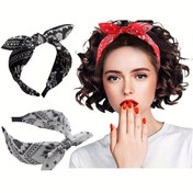 Resim Yaz Yeni Basit Retro Moda Paisley Çiçek Çengi Tavşan Kulak Geniş Parlak Renk Kumaş Başlık Takımı Kadınlar İçin 