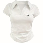 Resim 8218 Polo Yaka Beli Sıkıştırıcı Kısa Kollu T-Shirt Temel Model 