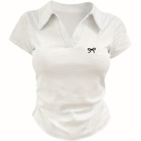 Resim 8218 Polo Yaka Beli Sıkıştırıcı Kısa Kollu T-Shirt Temel Model 