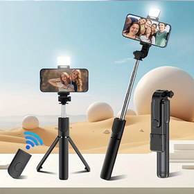 Resim Uzatılmış Selfie Çubuğu Tam Otomatik Çok Fonksiyonlu Kablosuz Mobil Telefon Tutucu Canlı Yayın Üçgen Fotoğraf Aracı Masaüstü Dış Mekan Seyahat Fotoğraf Aracı 