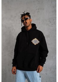 Resim Erkek Kilim Desen Kapüşonlu - Siyah Çok Renkli 