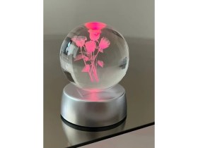 Resim Hediyesahibi Gül Buketi Tasarımlı 3D Cam Küre 6cm 