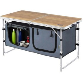 Resim Haegs Saklama Dolaplı Katlanabilir Outdoor Kamp Piknik Masası - Seyahat-Dış Mekan Mutfağı 120 x 60 CM - Hareli Ceviz 