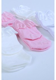 Resim Baby Shez Pamuklu 6'lı Yenidoğan Melek Kanatlı Bebek Çorap Pembe 