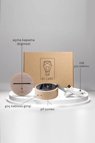 Resim BY-LAMP Balonlu Kız Figürlü Dekoratif Hediye Led Masa Lambası | 7 Işık Rengi | Ahşap Taban 