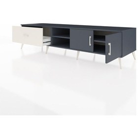 Resim Kronos Tv Ünitesi 2 Raflı Tek Çekmeceli 2 Kapaklı 220x59x51 Antrasit-antrasit/aytaşı Antrasıt/aytası - Antrasıt 