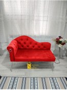 Resim Sepetten Evine 120 cm Kırmızı Köşe Koltuğu Josefin Bench Puf Metal Krom Ayak 