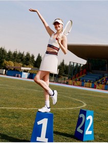 Resim Koton Tenis Eteği Şortlu Pileli Beli Kontrast Detaylı Lastikli Mini Boy Ekru 4sak40050nw Ekru 