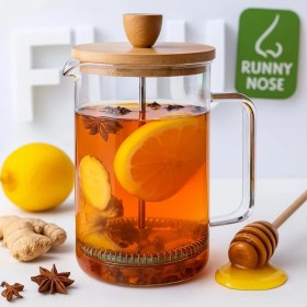 Resim Braventa Collection Cam French Press - Isıya Dayanıklı, Bambu Kapaklı, Paslanmaz Çelik Filtreli, Şık ve Dayanıklı Kahve 