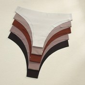 Resim 5'li Paket - Sonbahar ve Kış Koyu Renk Seksi Kadın İç Çamaşırı Düz Bel ve Düşük Bel Elastik Kadın Tangası Nefes Alabilir Hızlı Kuruyan Kadın Tangası 