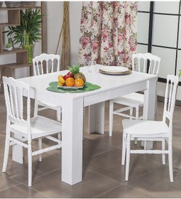 Resim Arda / Miray Mutfak Masa Takımı 4 Sandalye 1 Masa - Beyaz 