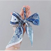 Resim Silver1 Gıoıo Yeni Ipek Eşarp Anahtarlık Kişiselleştirilmiş Inci Papyon Çanta Çekicilik Dokuma Anahtarlık (Yurt Dışından) 