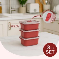 Resim Kapaklı 3’lü Mikrodalgaya Uygun Dikdörtgen Saklama Kabı Seti - 500 Ml 