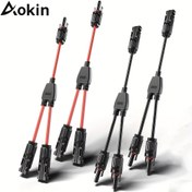 Resim Aokin Güneş Paneli Y-Şağı Bağlantı Kablosu - 1 Çift, Yüksek Akım 30A, Düşük Direnç, Dayanıklı PPO Yalıtım, AWG14-AWG10 Uyumlu 
