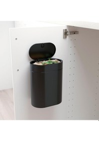 Resim Dokunmatik Çöp Kutusu Gri , 4 Lt , Paslanmaz Çelik Meridyendukkan Siyah 