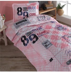 Resim Clasy Ranforce Yatak Örtüsü Tek Kişilik Denim V1 Pembe 