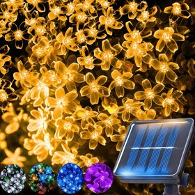 Resim LED Güneşli Kiraz Çiçeği Işıkları - Mod, Bahçe, Çit, Bahçe, Düğün, Noel, Cadılar Bayramı, Ramazan ve Parti Süslemeleri Çiçek Peri Işıkları, Çok Renkli, Uzay Temalı, Düğme Kontrolü ile 12 Festivalde Kullanım için Süslemeler, Cadılar Bayramı Süslemeleri, Noel Süslemeleri 