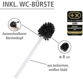 Resim Wenko Rivalta Tuvalet Fırçası Tutucu, Çelik, 18 x 70 x 23 cm, Beyaz 