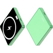 Resim Butu E30 5000mah Manyetik Emici 15w Kablosuz Şarj Güç Bankası Pd + Qc 20w Pil Paketi - Yeşil Yeşil 