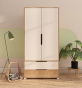Resim Flora 2 Kapaklı 2 Çekmeceli Gardırop Safir Meşe - Beyaz Elbise Do 