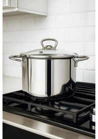 Resim Valensiya 6 Parça 304 Kalite Paslanmaz Çelik Güveç Tencere Seti Cam Kapaklı 14-16-18 Cm Gri 