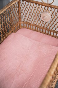 Resim Anne Sesi Bürümcük Müslin Bebek Nevresim Takımı 70x120 Cm %100 Organik Pamuk 15 Cm Yatak Yüksekliği 