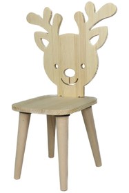 Resim CFToys Çocuk Sandalyesi Ahşap - Geyik (MASİF ÇAM AHŞAP) 
