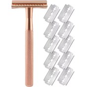 Resim Erkekler ve Kadınlar için Vintage El Kranklı Güvenlikli Jilet - Metal Sap, 5 Bıçak, Sakal ve Bıyık Bakımı için İdeal, Klasik Tıraş Aracı Hediyesi 