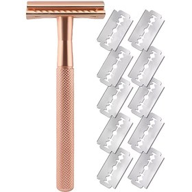 Resim Erkekler ve Kadınlar için Vintage El Kranklı Güvenlikli Jilet - Metal Sap, 5 Bıçak, Sakal ve Bıyık Bakımı için İdeal, Klasik Tıraş Aracı Hediyesi 