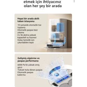 Resim Xiaomi Premium Robot Süpürge - 6000 Pa Emiş Gücü, Akıllı Navigasyon ve Otomatik Çöp Boşaltma ile Derin Temizlik, Onerous Lambader Hediye 