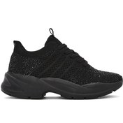 Resim Derimod Zero Kadın Siyah Bağcıklı Taşlı Kumaş Sneaker 25SFD43156F 