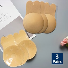 Resim Kadınlar için 3 Çift Tavşan Kulak Göğüs Pedleri - Kaymaz Yapışkanlı Pasties, Hipoalerjenik Yumuşak Kumaş, Kalp Kesikleri ile Pastie Klipsler, İç Giyim, Mayo ve Günlük Kullanım için Görünmez Bej Renkli, Yeniden Kullanılabilir Göğüs Pedleri, Gizli Kaplama, Dikişsiz Tasarım, Esnek Malzeme, Nopin Aksesuarları, İç Çamaşırı Severler 