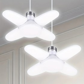 Resim 1 adet 28W LED Yaprak Işık Ampulü, E27/E26 Taban, Dönüştürülebilir Tasarım, Soğuk 6500K Beyaz Işık, Yatak Odaları, Yemek Odaları, Garajlar, Ahırlar, Atölyeler, Depolar için Yüksek Parlaklık - Tavan Montajı, Kablolama Montajı 