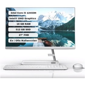 Resim Lenovo IdeaCentre AIO 3 27IAP7 F0GJ00GQTX i5 12450H 16 GB 512 GB SSD 27" Dos AIO Masaüstü Bilgisayar 
