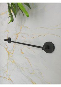 Resim Yapışkanlı Banyo Aksesuar Seti 3 Lü Banyo Köşeliği Eko-uzun Havluluk-tuvalet Kağıtlığı-bornozluk Siyah 