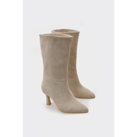 Resim Shoemark Lita Bej Hakiki Deri Süet Bayan Çizme 