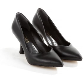 Resim Y ESMA " STİLETTO " Siyah Cilt 7 cm Kadeh Ökçe Sivri Burun V Ağızlı Kapalı Yeni Sezon 