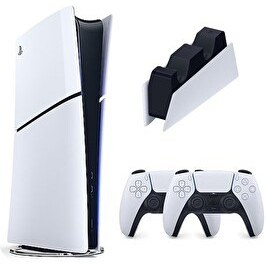 Resim Sony Playstation 5 Slim Dijital - 2. Dualsense Ps5 Kol - Şarj İstasyonlu Oyun Konsolu (İthalatçı Garantili) 