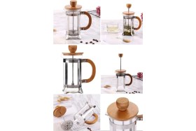 Resim Feyza Design Taşınabilir Ahşap French Press Kahve Makinesi, Ev ve Ofis Kullanımı 