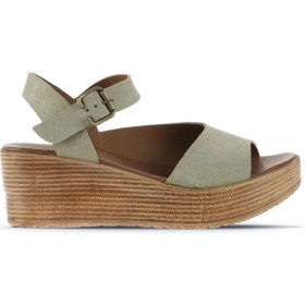 Resim Bueno Shoes Yeşil Alf Süet Kadın Dolgu Topuklu Sandalet 01WA4704 01WA4704 