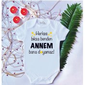 Resim Limon Bebek Baskılı Annem Pamuklu Çıtçıtlı Body Zıbın 